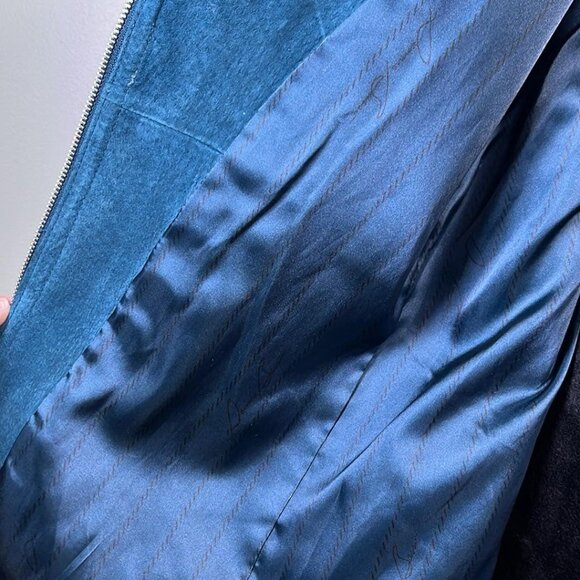 Dennis Basso Vintage Teal Suede Moto Jacket Plus Size3X Hipster Biker Style  For - Picture 7 of 8